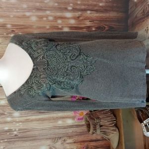 Vocal gray long sleeve soft ribbed long sleeve t shirt size large bling